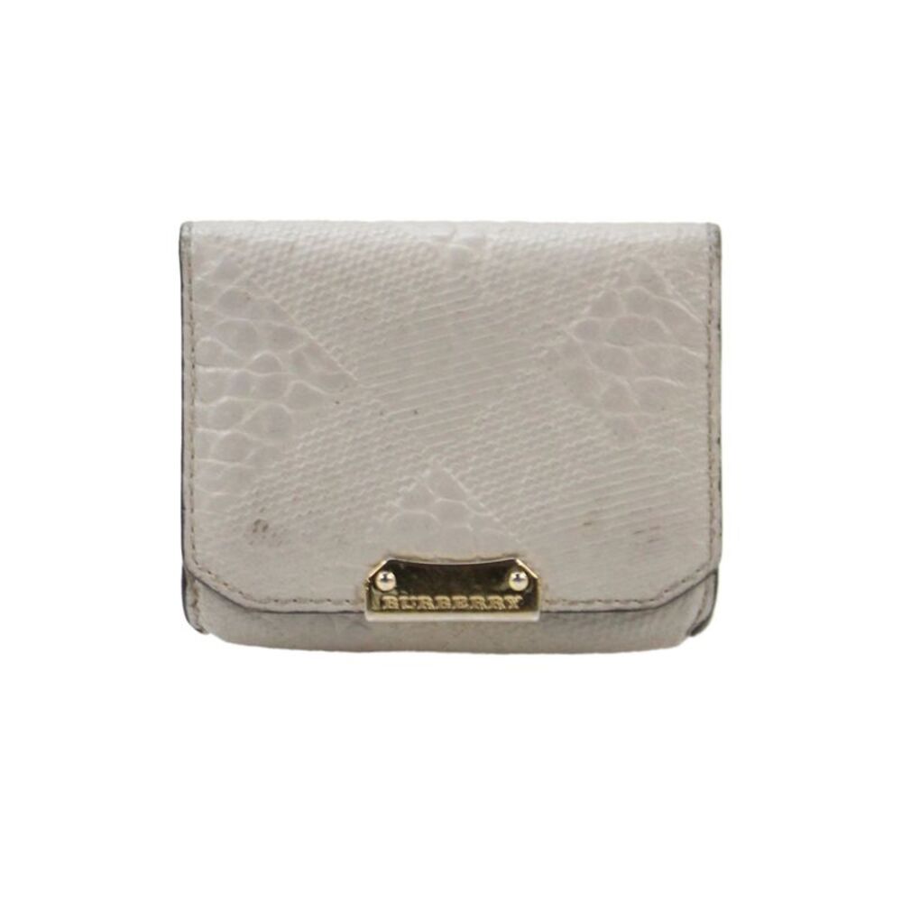 Burberry Womens Textured Leather Foldover Wallet Gray